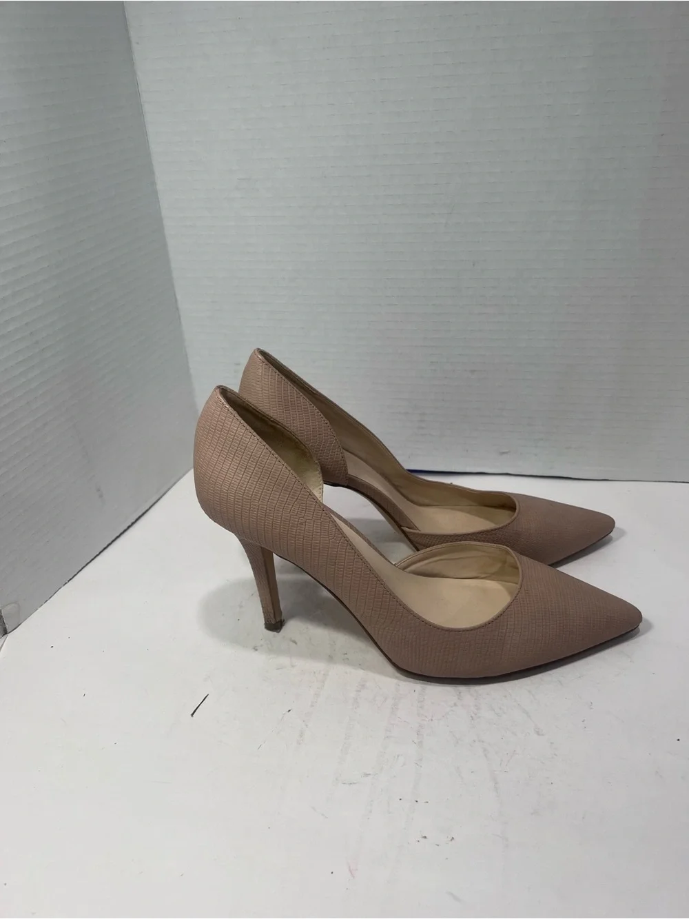 Nine West Nude Textured Pointed Toe Pumps